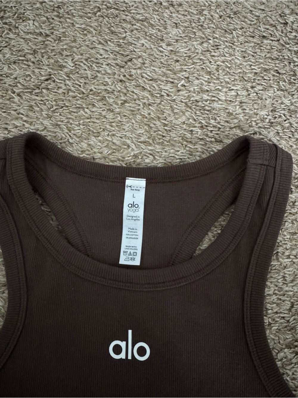 Alo Cropped Aspire Tank Top in Espresso - Picture 2 of 4